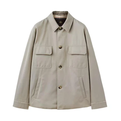 Loro Piana Sanda Overshirt Grey-Green Solid Long-Sleeve Jacket FAN6809-D0J2