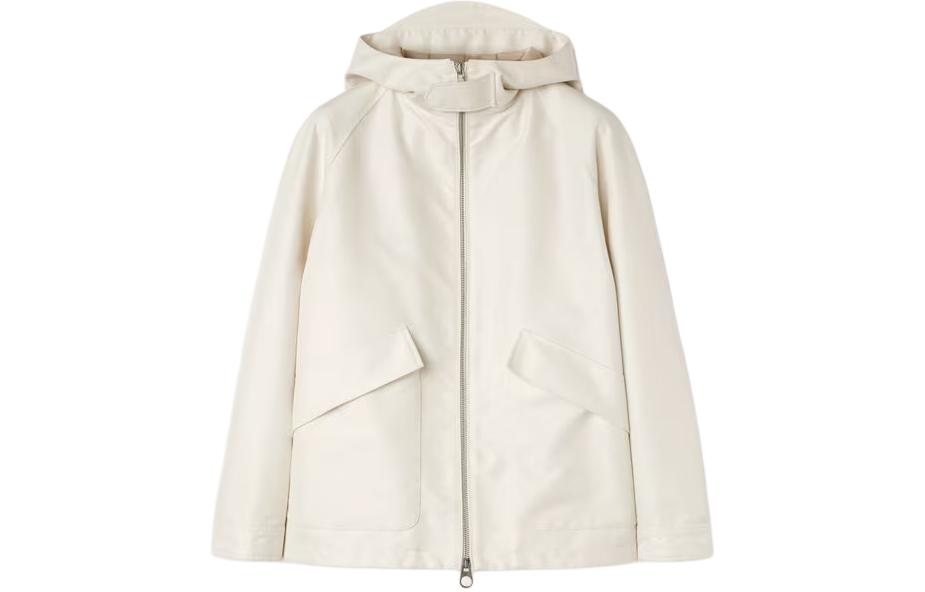 Loro Piana Seiro White Hooded Zip Jacket with Drawstring Hem for Men. FAN6786-A0DV