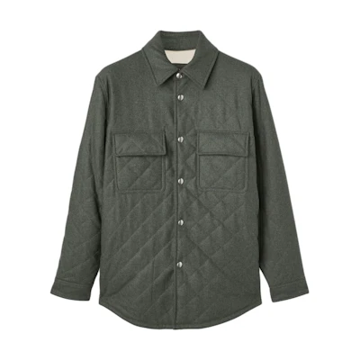 Loro Piana Shonai Quilted Long Sleeve Jacket Green Outerwear FAN9982-50XC