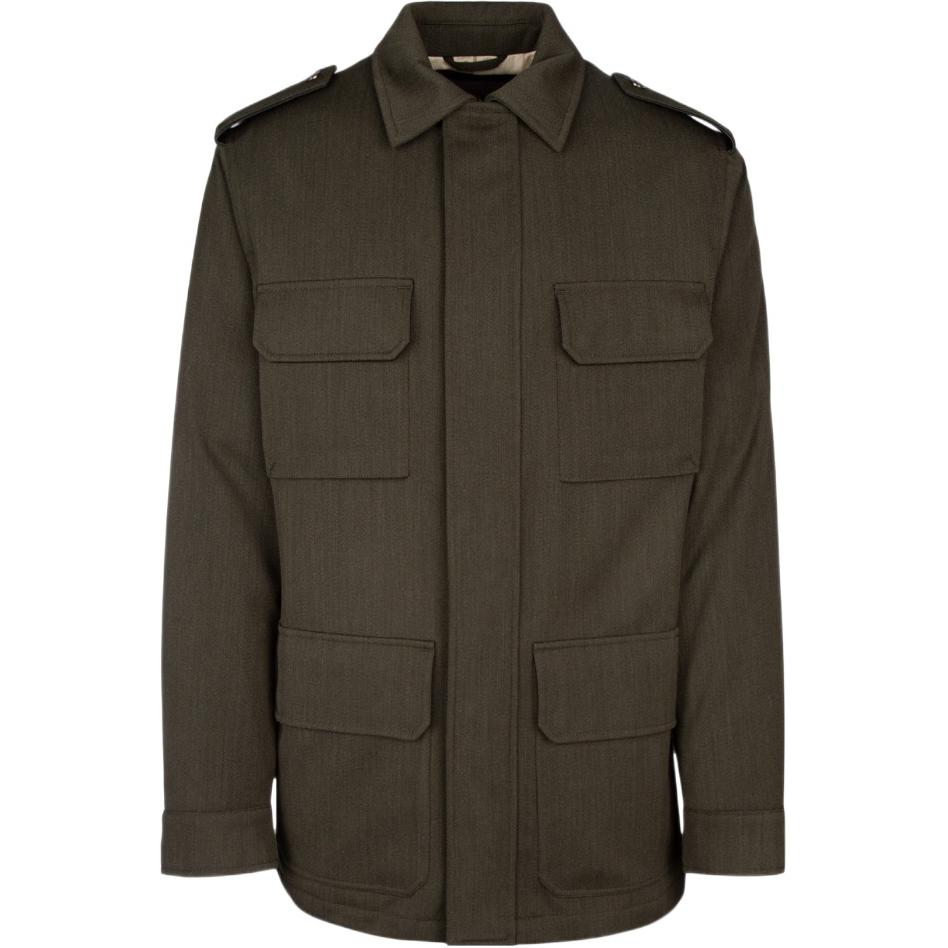 Loro Piana Single-Breasted Collar Jacket in Dark Green FAN1917R-EYES