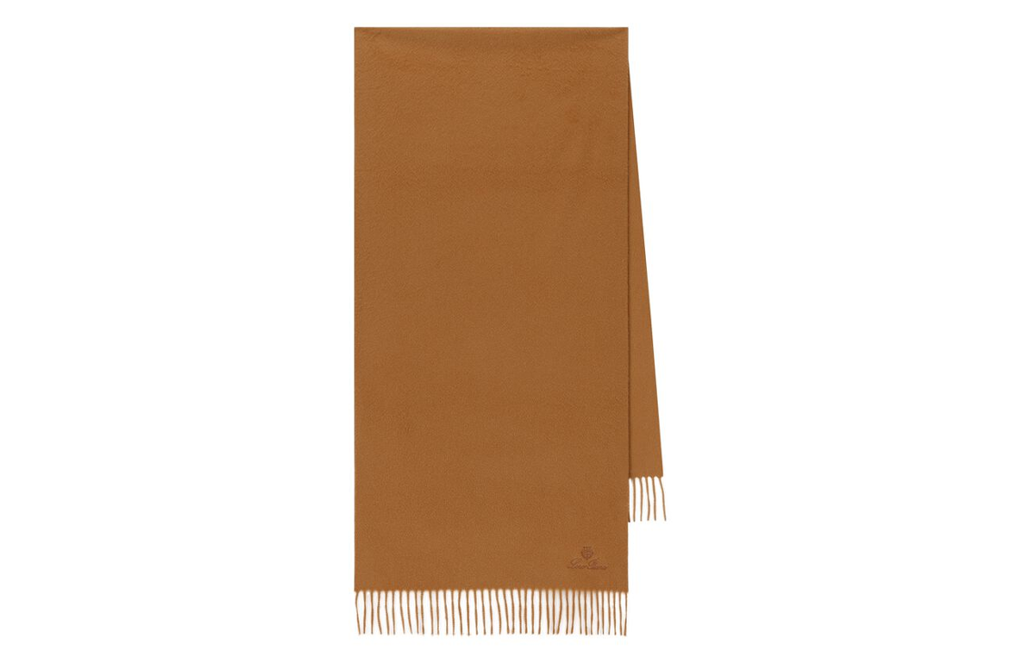 Loro Piana Solid Brown Cashmere Fringe Scarf for Men FAO3774E008