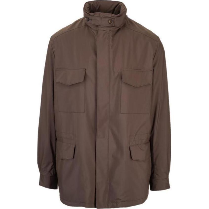 Loro Piana Solid Brown Zip-Up Stand Collar Jacket FAI1437-50AL