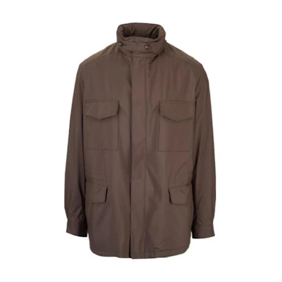 Loro Piana Solid Brown Zip-Up Stand Collar Jacket FAI1437-50AL
