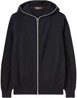 Loro Piana Solid Color Blue Fitted Zip-Up Hoodie Jacket FAF8493-W000 Loro Piana Solid Color Blue Fitted Zip-Up Hoodie Jacket FAF8493-W000