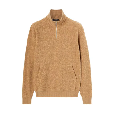 Loro Piana Solid Color Butter Yellow Stand Collar Sweatshirt FAN3990-E0AK