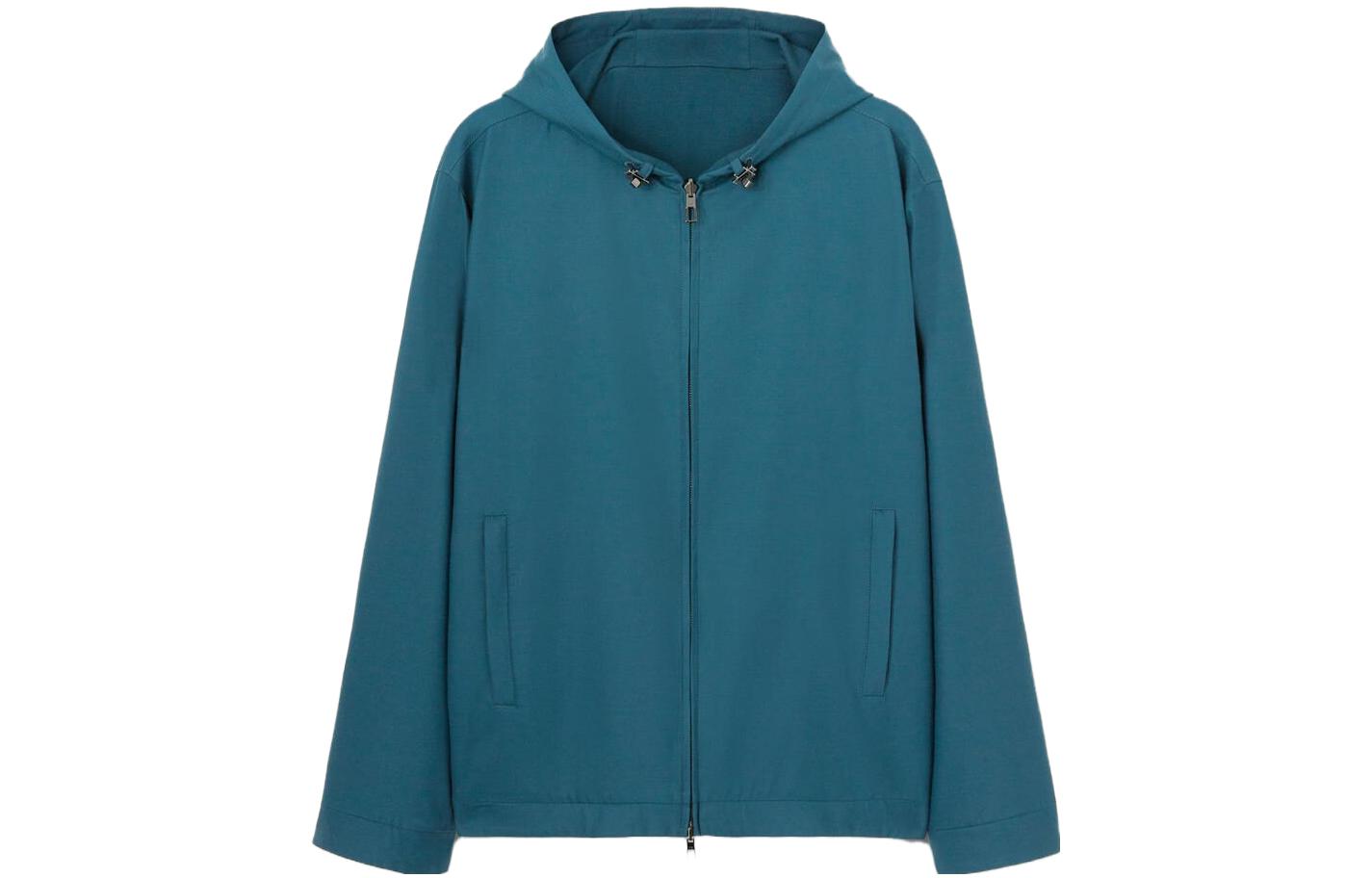 Loro Piana Solid Color Hooded Casual Jacket in Dark Green FAM04345703