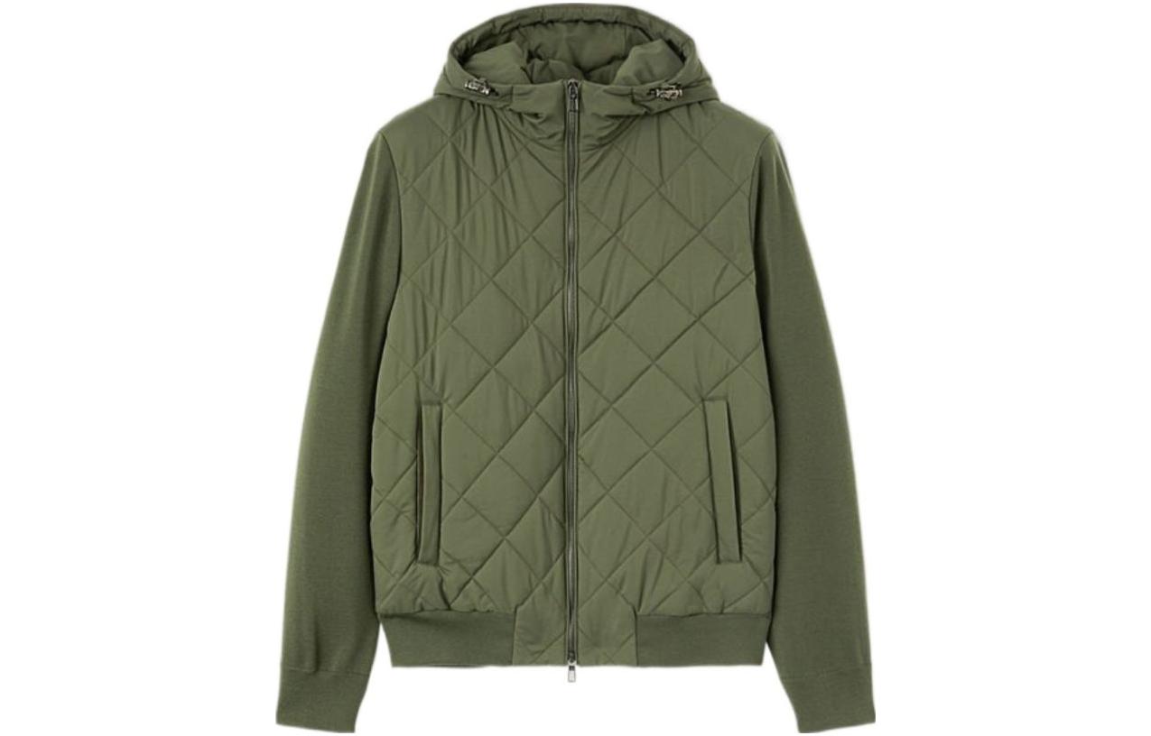 Loro Piana Solid Color Hooded Zip-Up Jacket for Men Green FAN193650S9