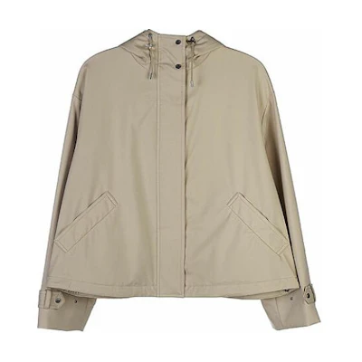 Loro Piana Solid Color Khaki Hooded Zip-Up Loose Fit Jacket for Men FAM4307-D235