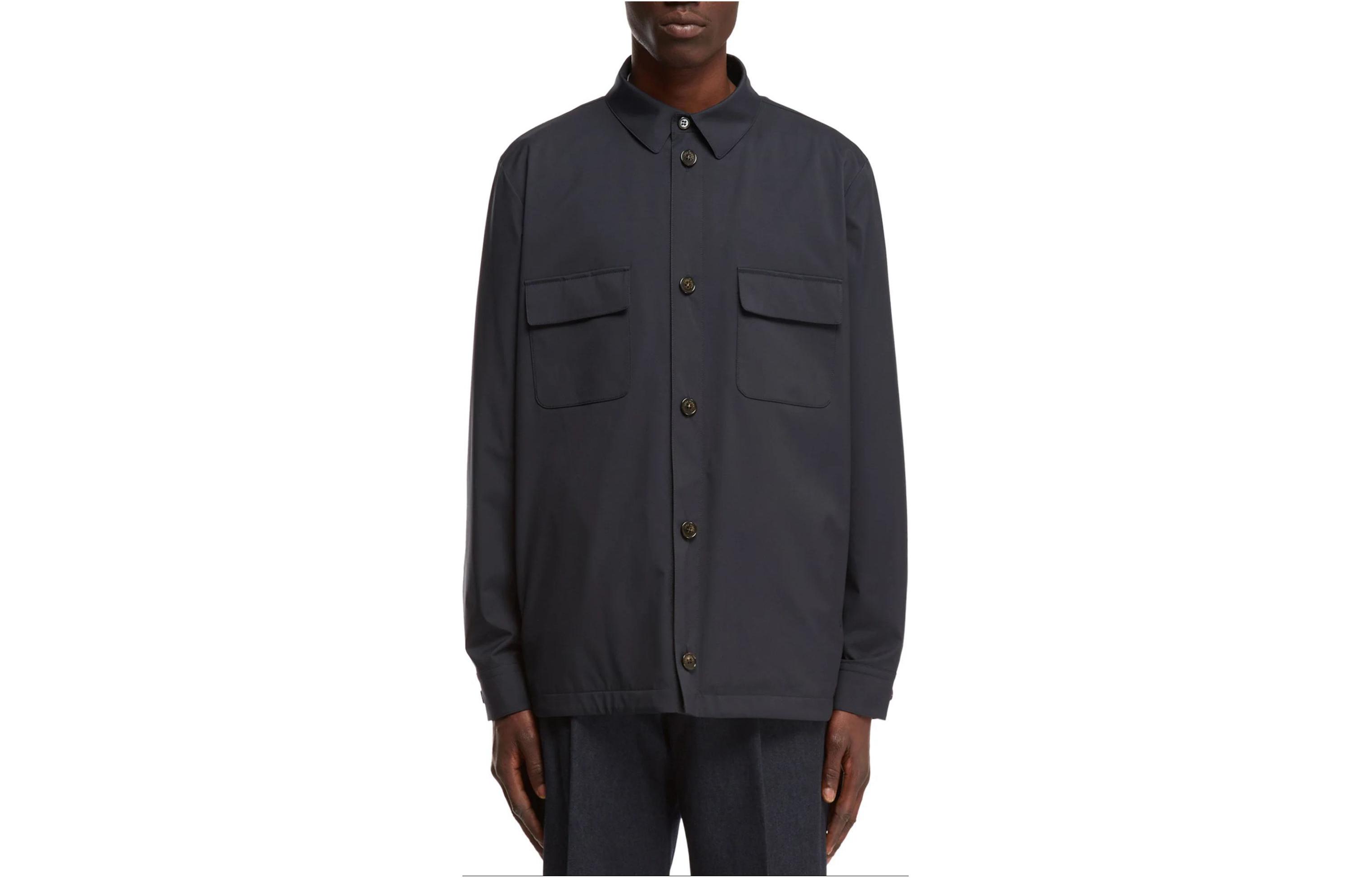 Loro Piana Solid Color Long-Sleeve Jacket for Men - Blue FAL3621-WH52