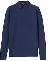 Loro Piana Solid Color Long Sleeve Polo Shirt for Men in Deep Sea Blue. FAI1311-W551 Loro Piana Solid Color Long Sleeve Polo Shirt for Men in Deep Sea Blue. FAI1311-W551