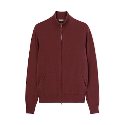 Loro Piana Solid Color Red Zip-Up Fitted Long Sleeve Jacket FAD7373-Q060