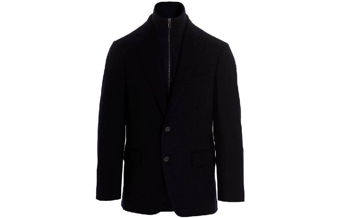 Loro Piana Solid Color Zip-Up Jacket Navy Blue Long Sleeve FAM8684W000