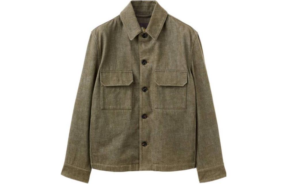 Loro Piana Solid Green Button-Up Jacket with Long Sleeves FAO0015-50V5