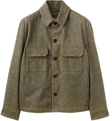 Loro Piana Solid Green Button-Up Jacket with Long Sleeves FAO0015-50V5 Buy Loro Piana Solid Green Button-Up Jacket with Long Sleeves FAO0015-50V5