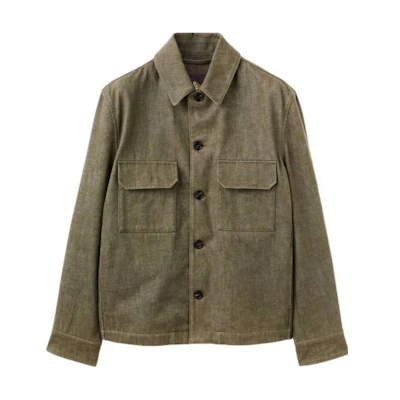 Loro Piana Solid Green Button-Up Jacket with Long Sleeves FAO0015-50V5