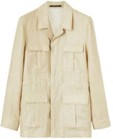 Loro Piana Solid Khaki Single-Breasted Long-Sleeve Jacket for Men FAN5147-B1DZ Loro Piana Solid Khaki Single-Breasted Long-Sleeve Jacket for Men FAN5147-B1DZ