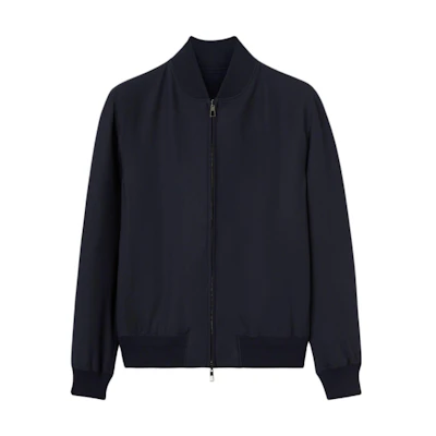 Loro Piana Solid Navy Blue Loose-Fit Long-Sleeve Jacket FAM8014-W000