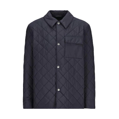 Loro Piana Solid Navy Blue Shirt Collar Jacket FAN1937-WH52