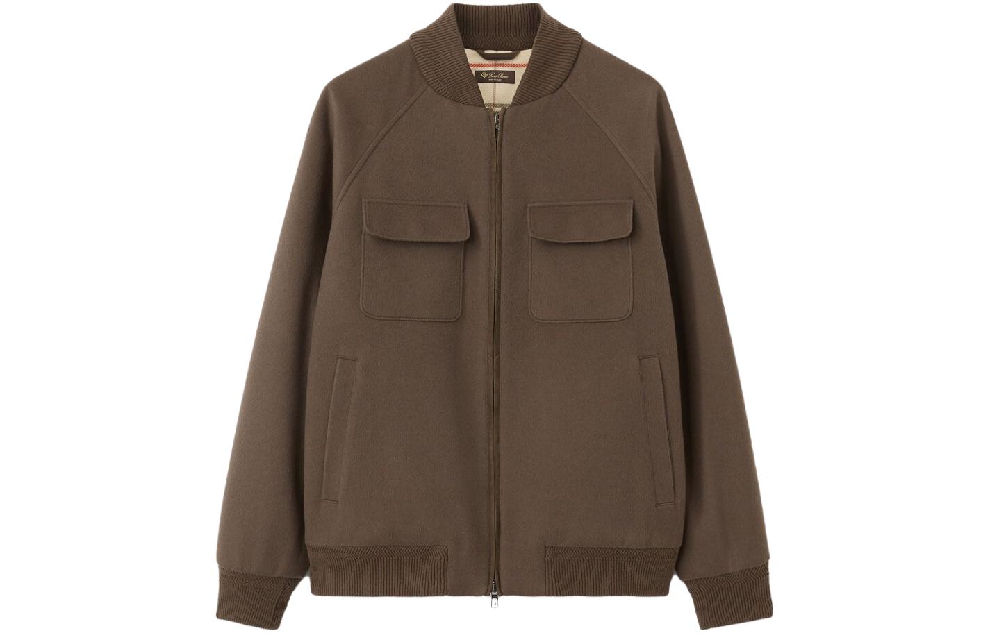 Loro Piana Solid Pocket Zip-Up Long Sleeve Jacket Men’s Gray-Green FAL8312509W