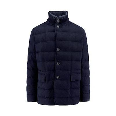 Loro Piana Solid Quilted Casual Jacket with Stand Collar FAN3943W000