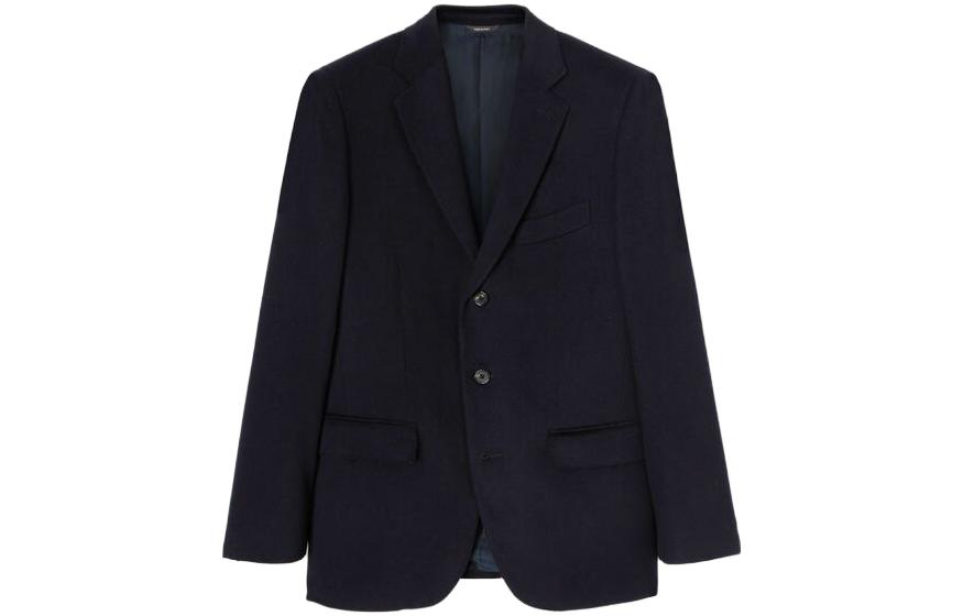 Loro Piana Solid Single-Breasted Blazer Jacket in Navy Blue FAN4147W000