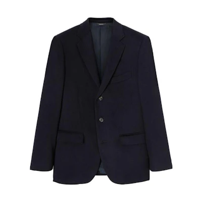 Loro Piana Solid Single-Breasted Blazer Jacket in Navy Blue FAN4147W000