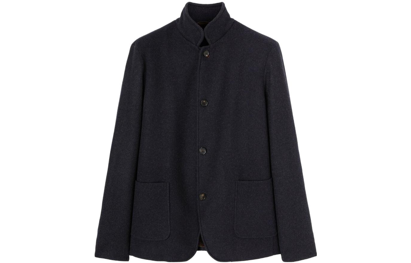 Loro Piana Solid Single-Breasted Casual Jacket Navy Blue FAN4883W000