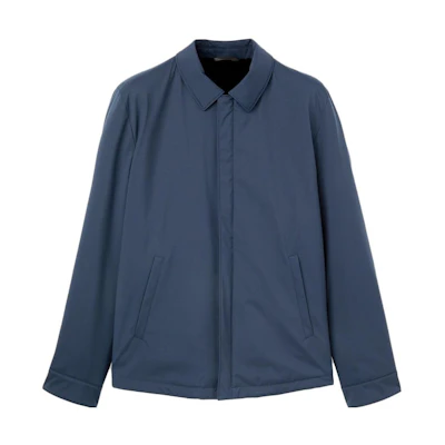 Loro Piana Solid Trim Pocket Long Sleeve Jacket in Navy Blue FAL9261-W000
