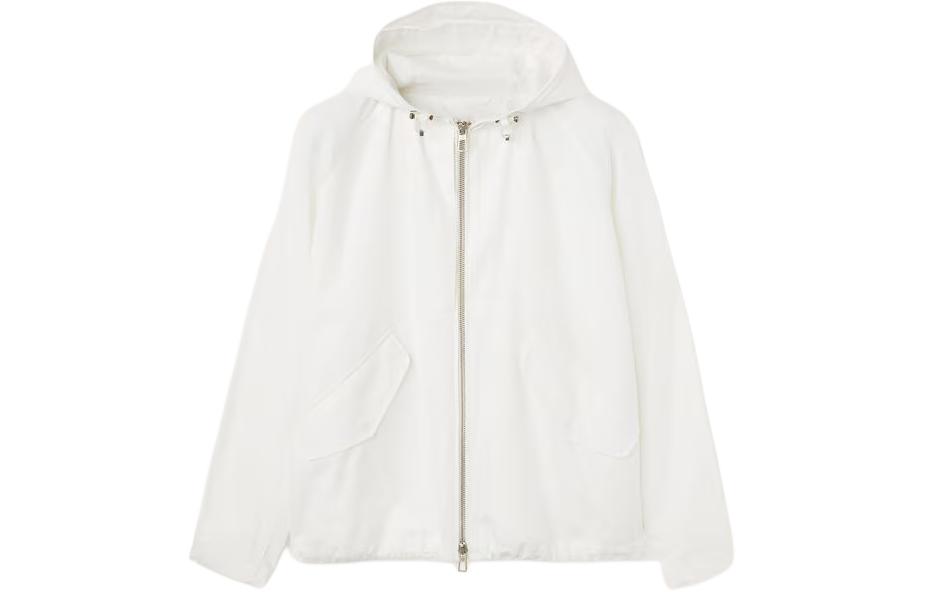 Order Loro Piana Jaket Hoodie Zip-Up Putih Polos FAO0749-1000