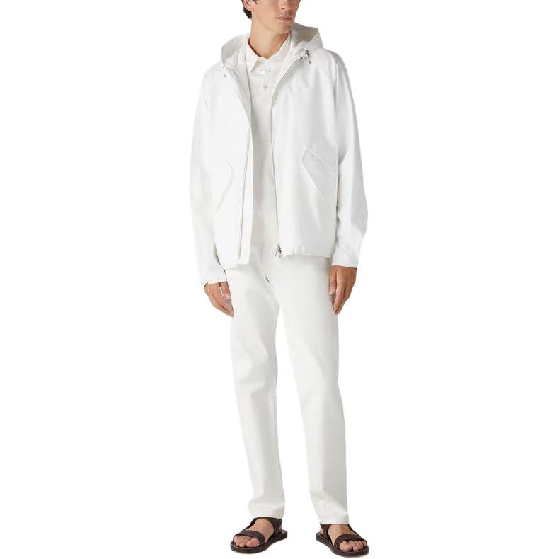 Shop Loro Piana Jaket Hoodie Zip-Up Putih Polos FAO0749-1000