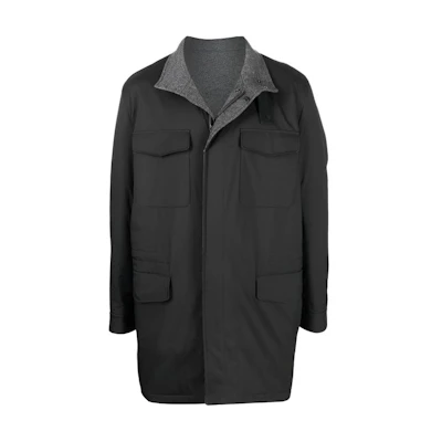Loro Piana Solid Zip-Up Collar Jacket in Army Green FAL8428B1RL
