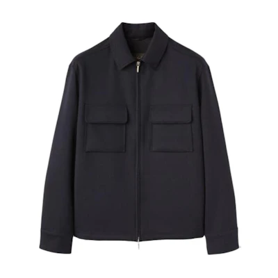 Loro Piana Solid Zip-Up Collared Long Sleeve Jacket Men’s Blue FAO2711-W000