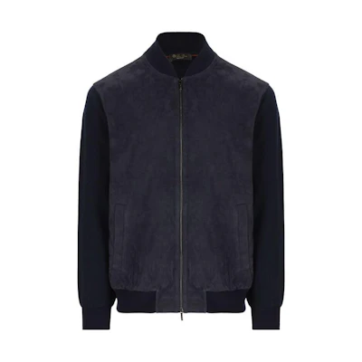 Loro Piana Solid Zip Pocket Jacket in Navy Blue FAM4998W000