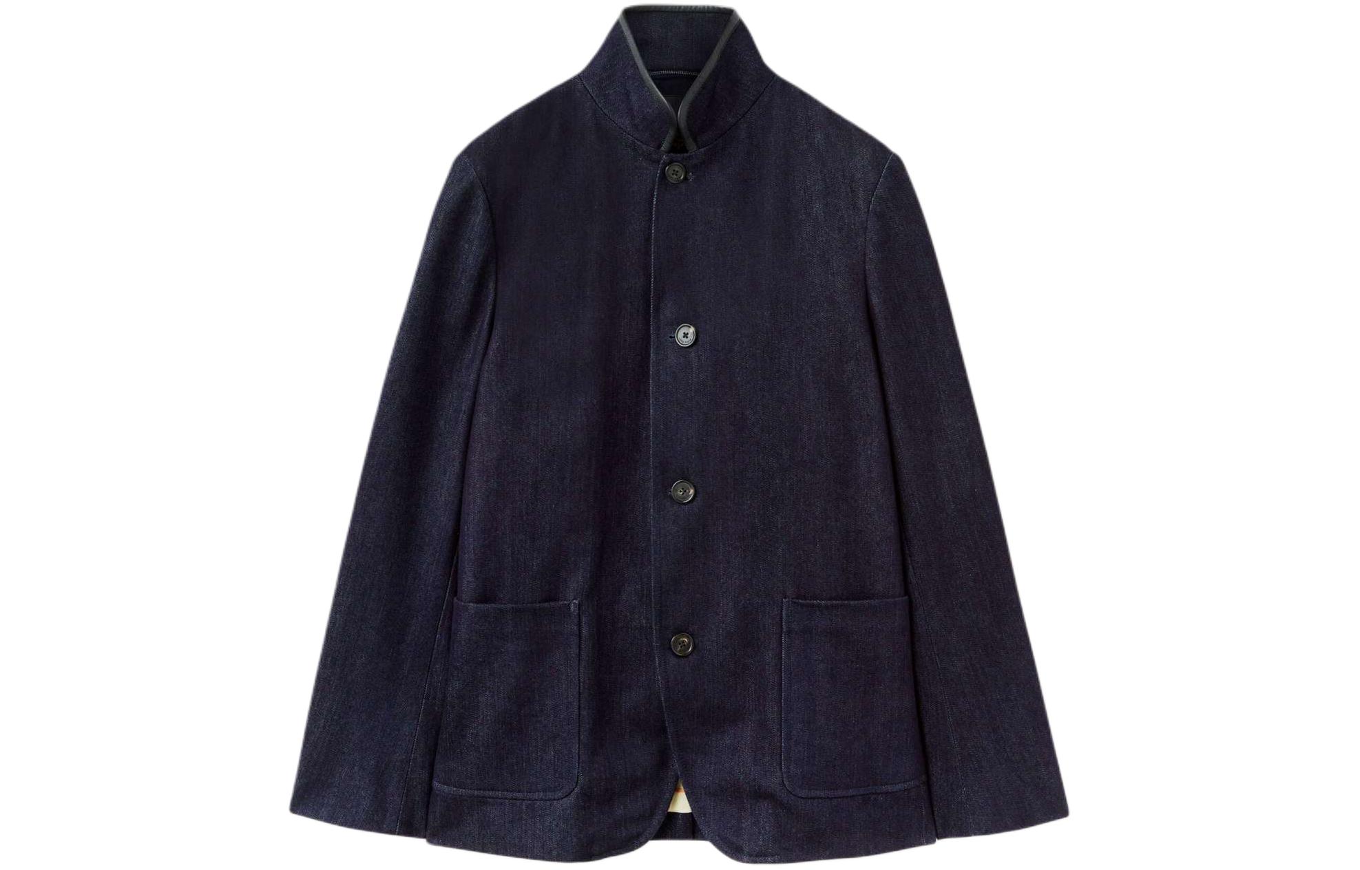 Loro Piana Spagna Solid Blue Stand Collar Long-Sleeve Jacket FAO3311-W0ZP