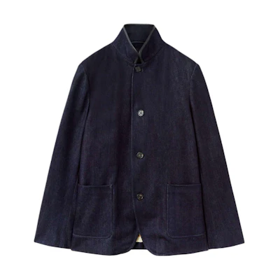 Loro Piana Spagna Solid Blue Stand Collar Long-Sleeve Jacket FAO3311-W0ZP