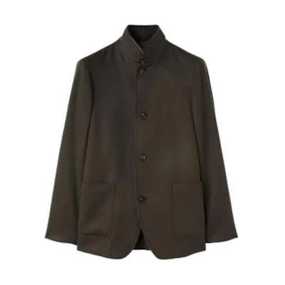 Loro Piana Spagna Solid Stand Collar Loose Fit Jacket Green () FAN1496-50WL