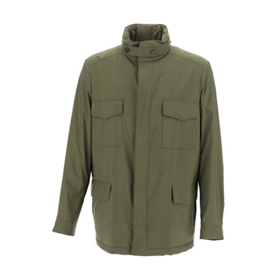 Loro Piana SS22 Green Solid Zip-Up Jacket with Stand Collar & Large Pockets FAI1437-5715
