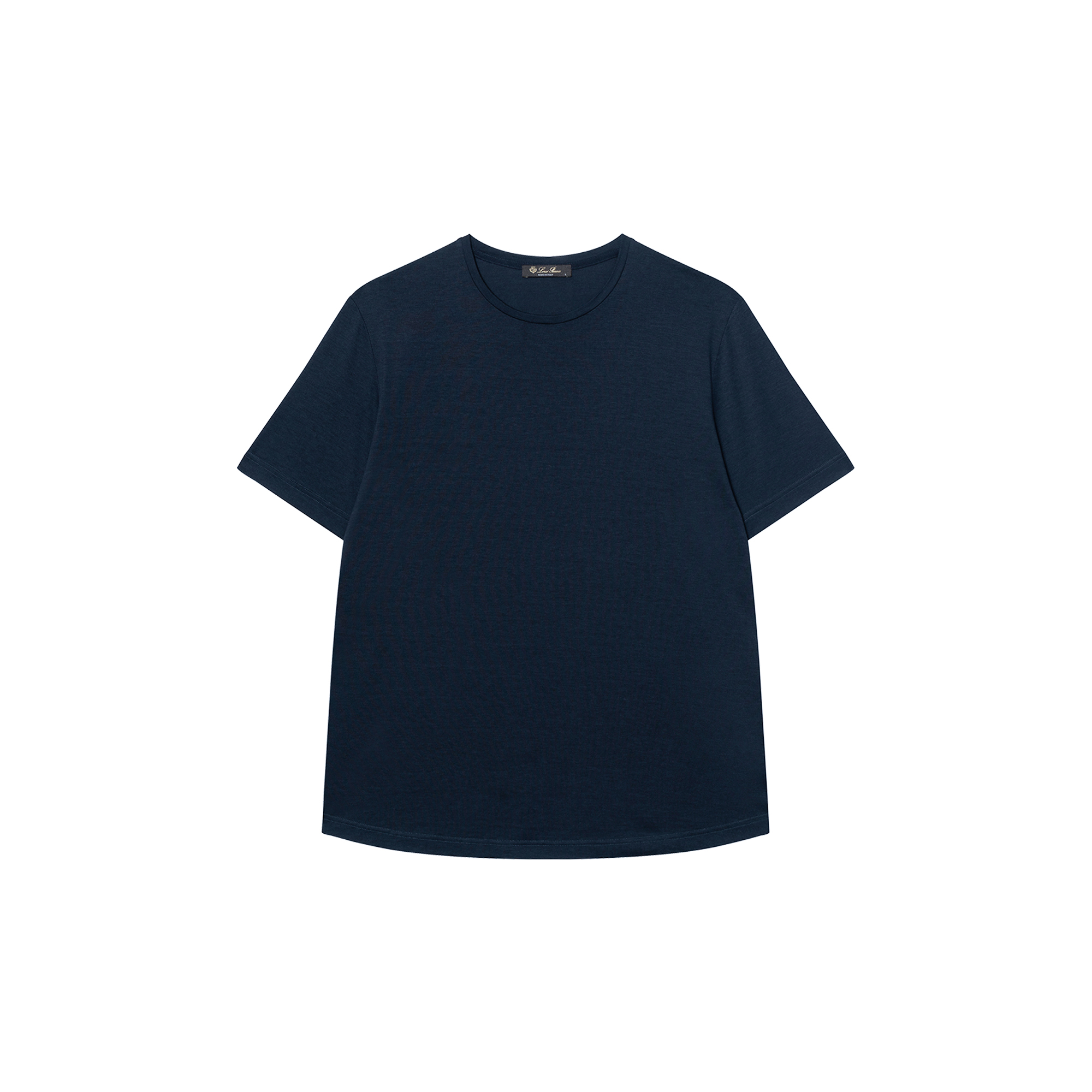 Loro Piana SS22 Solid Color Crew Neck Casual Blue T-Shirt for Men. FAF6128W000