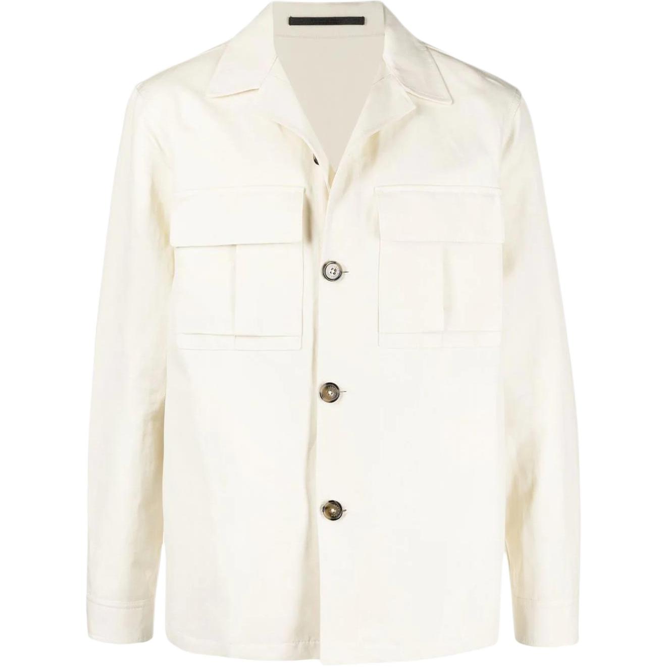 Loro Piana SS22 White Solid Collar Shirt-Style Jacket for Men FAM1671101H