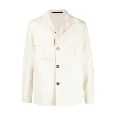 Loro Piana SS22 White Solid Collar Shirt-Style Jacket for Men FAM1671101H