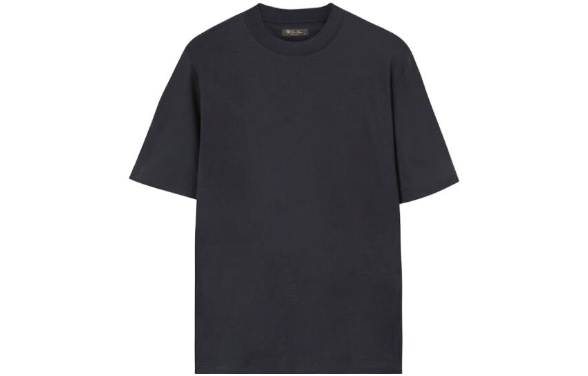 Loro Piana SS23  Solid Crewneck Short Sleeve T-Shirt Navy Blue FAM8924W000