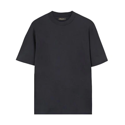 Loro Piana SS23 Solid Crewneck Short Sleeve T-Shirt Navy Blue FAM8924W000