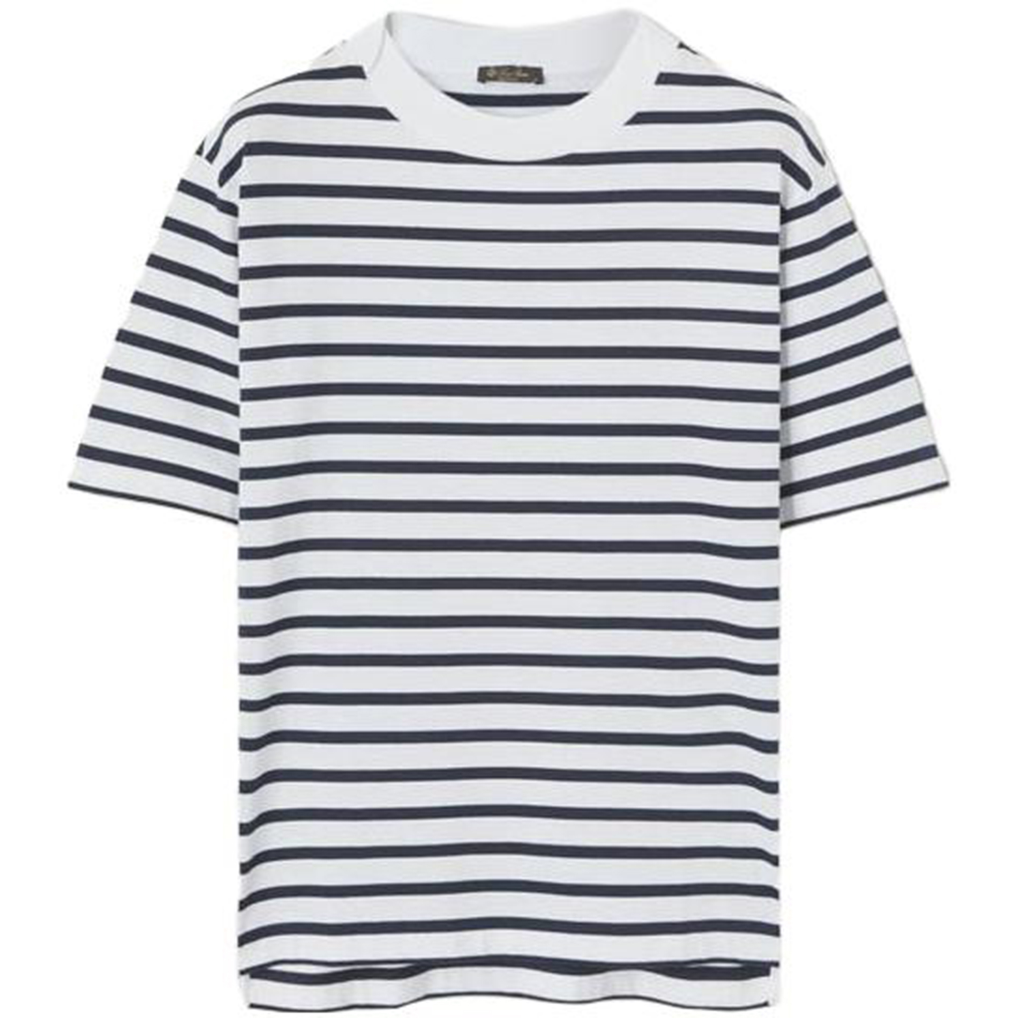 Loro Piana SS23  Striped Crew Neck Slim Fit Short Sleeve T-Shirt White FAM7823F4ET