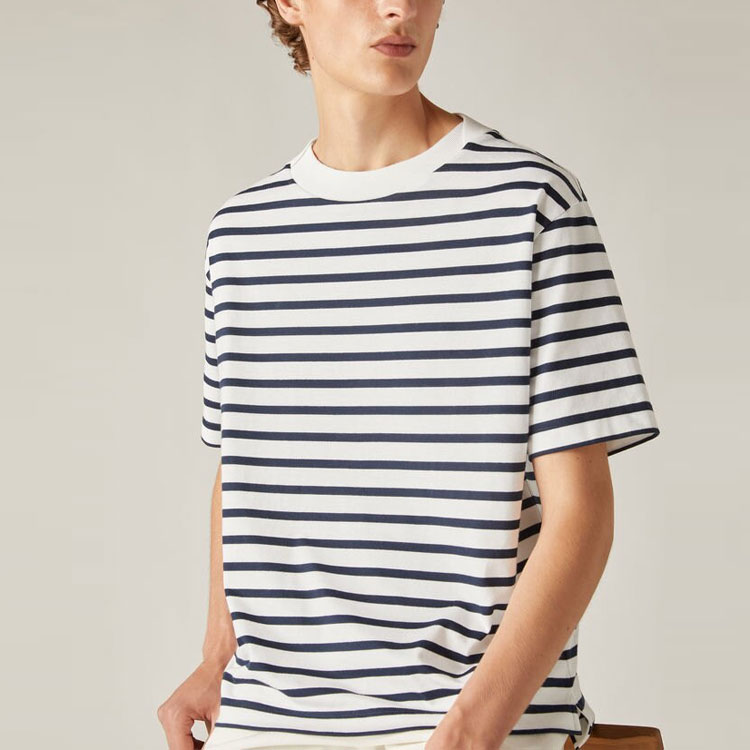 Shop ロロピアーナ SS23 ストライプ クルーネック スリムフィット 半袖Tシャツ ホワイト FAM7823F4ET