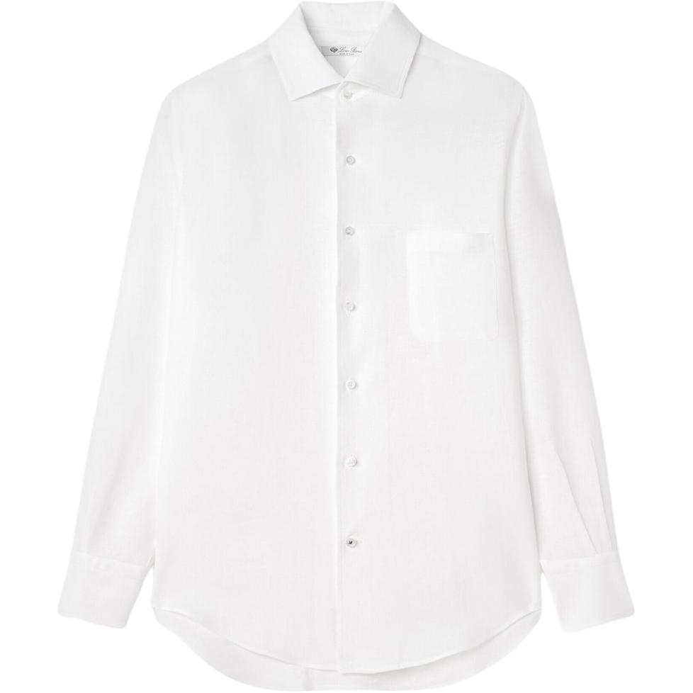 Loro Piana SS23  White Long Sleeve Shirt with Pocket. FAF2545-1005