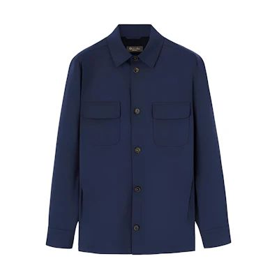 Loro Piana SS23 Navy Blue Relaxed Fit Single-Breasted Jacket FAL3621W000