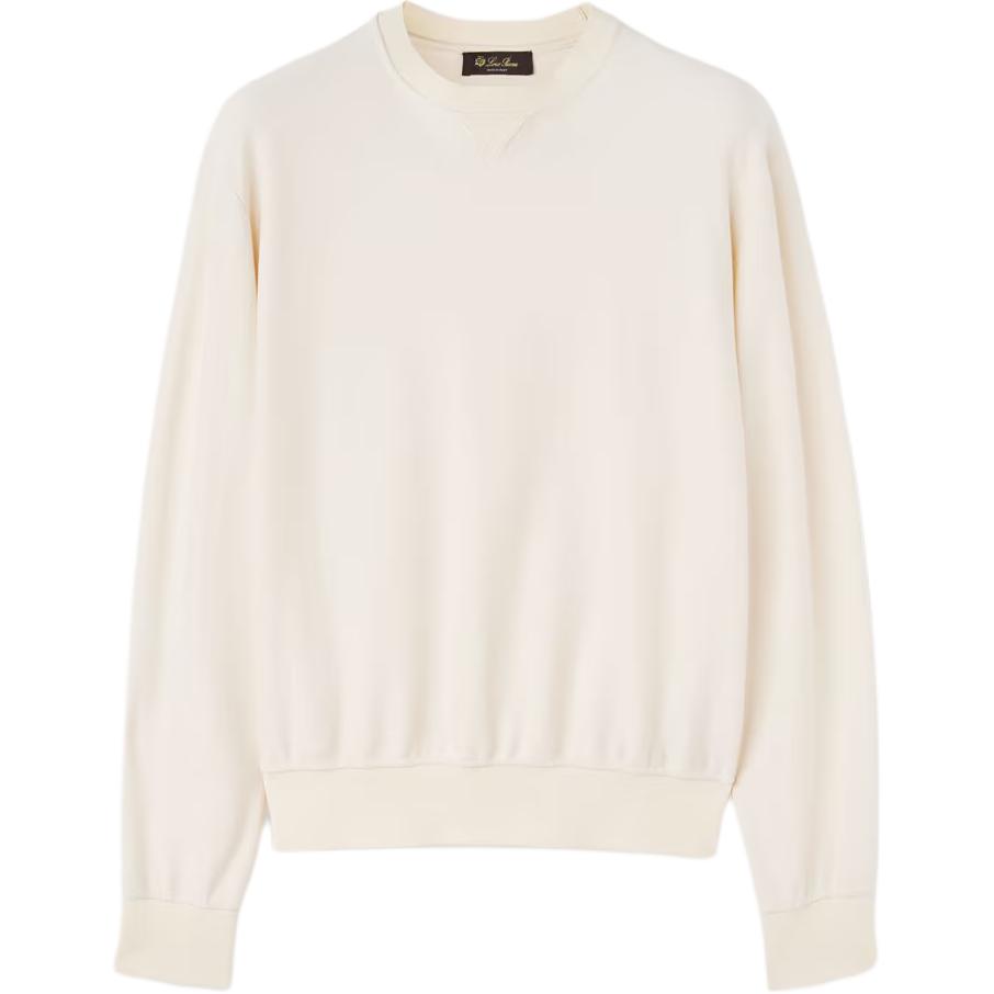 Loro Piana SS24 Solid Crewneck Long Sleeve Sweatshirt Beige FAO0216A0GC