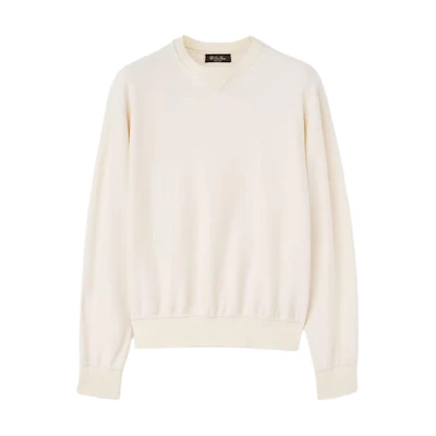 Loro Piana SS24 Solid Crewneck Long Sleeve Sweatshirt Beige FAO0216A0GC