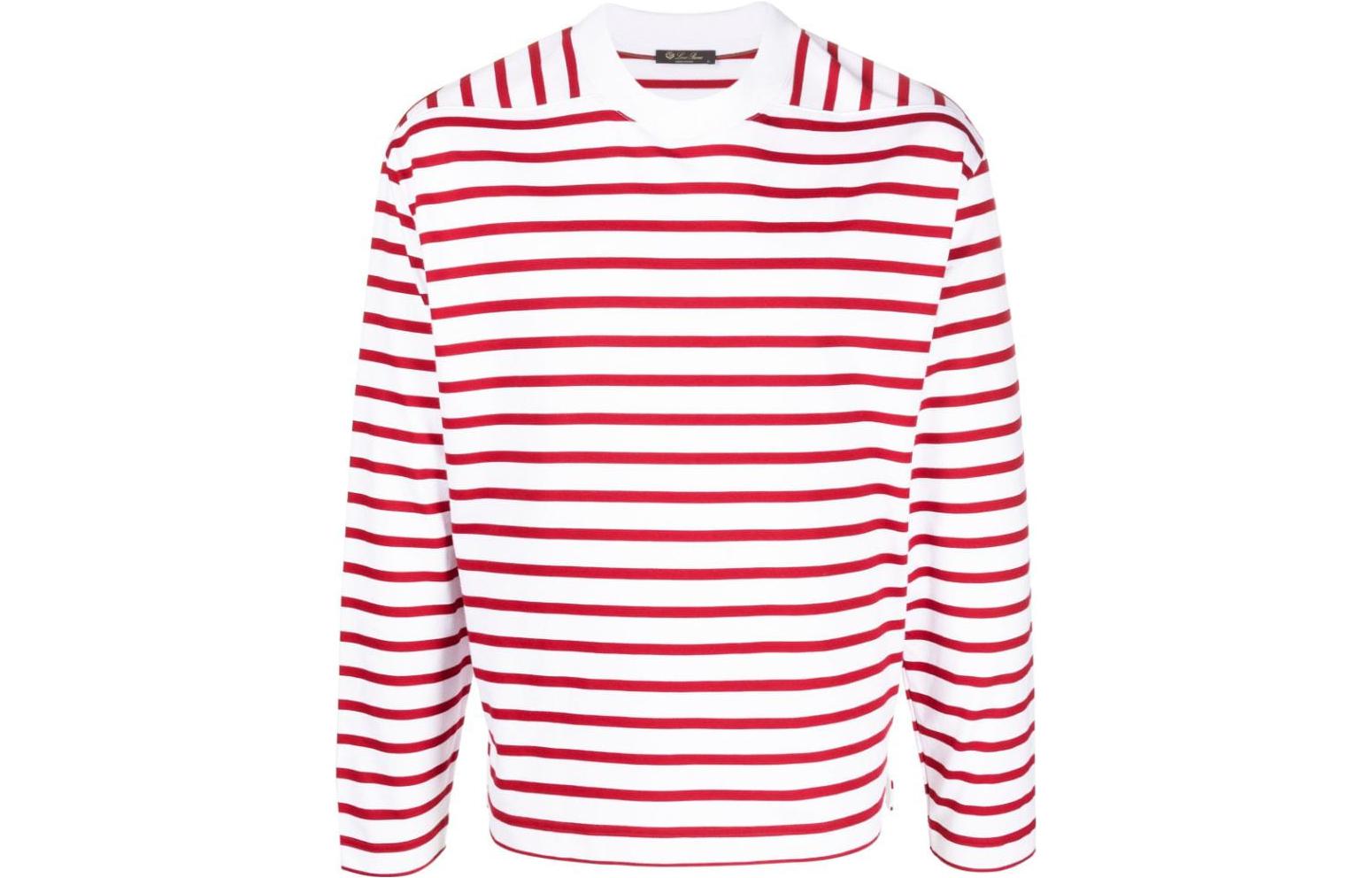 Loro Piana Striped Print Crewneck Sweatshirt Red () FAM7826