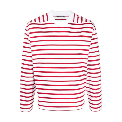 Loro Piana Striped Print Crewneck Sweatshirt Red () FAM7826